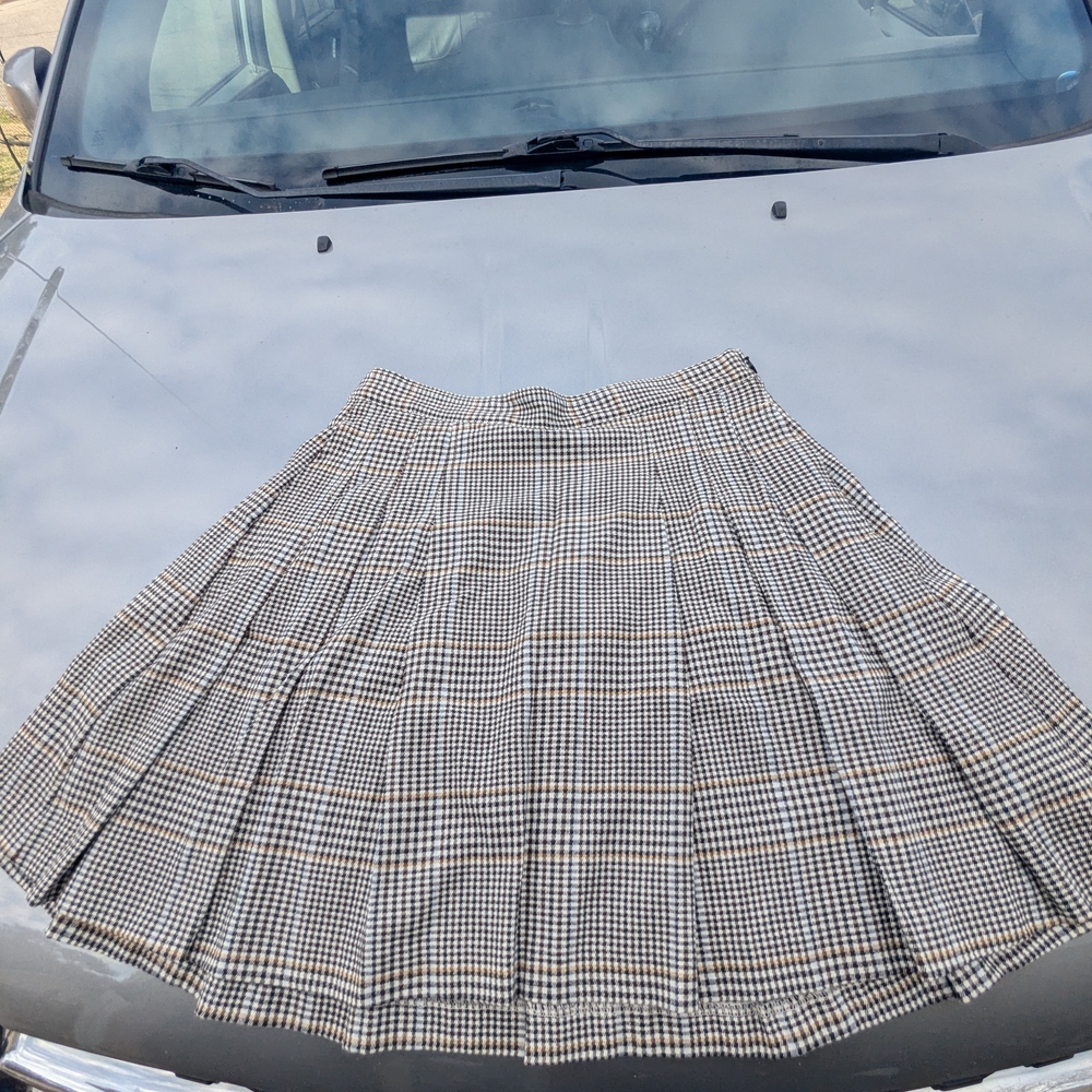 Elegant A-Line Checkered Skirt